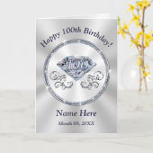 Prachtige diamant gepersonaliseerde 100e verjaarda kaart (Gele Bloem)