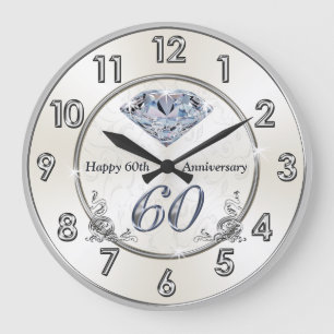 Prachtige Diamond 60th Wedding Jubileum Clocks Grote Klok