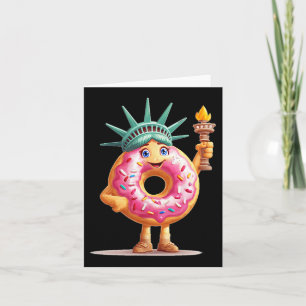 Prachtige donut met standbeeld van vrijheid voor j kaart