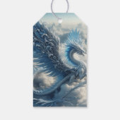 Prachtige draak omringd door wolken cadeaulabel (Achterkant)