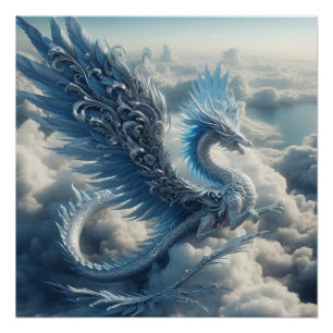 Prachtige draak omringd door wolken perfect poster
