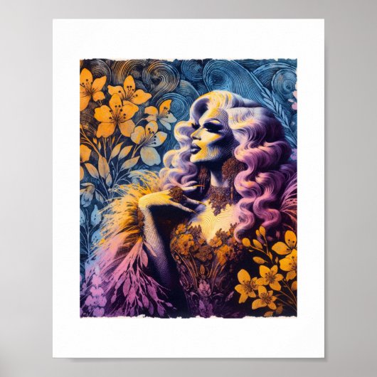 Prachtige Drag Queen in Bloemen Poster (Voorkant)