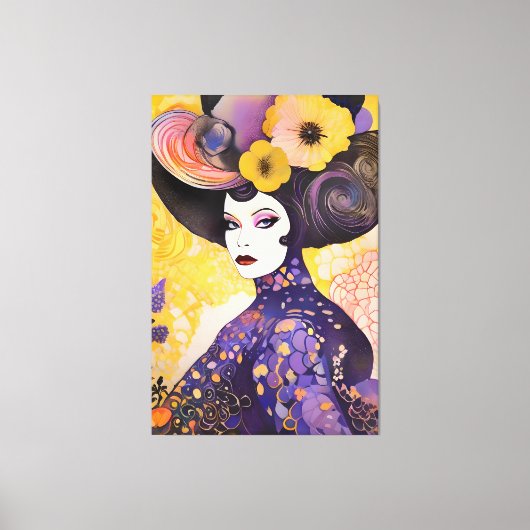 Prachtige Drag Queen Klimt stijl Canvas Afdruk (Voorkant)