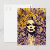 Prachtige drag queen Paarse gele vlinder Briefkaart (Voorkant / Achterkant)