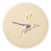 Prachtige Dragonfly op Tan Keramische Knop (Voorkant)