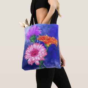 Prachtige drie kleuren-Gerberas - gemanipuleerde k Draagtas
