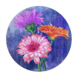 Prachtige drie kleuren gerberas - Migned Tekening Snijplank