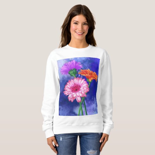 Prachtige driekleurige Gerberas Sweatshirt (Voorkant volledig)