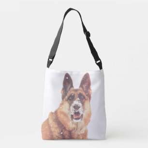 Prachtige Duitse herder in de sneeuw Crossbody Tas
