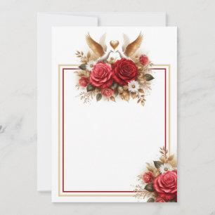 Prachtige duiven, Rozen en madeliefjes Kaart