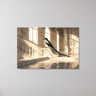 Prachtige Ekster in Klassieke Paleis Kunst Canvas Afdruk