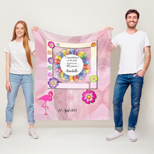 Prachtige Elegant Floral Flamingo Personalize Fleece Deken (In situ)