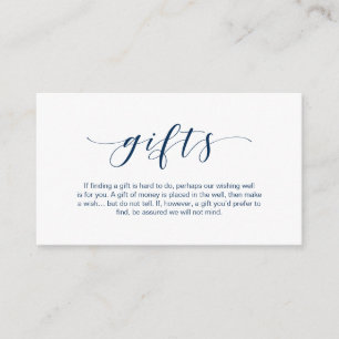 Prachtige elegant, Navy Blue font, A note on gifts Informatiekaartje