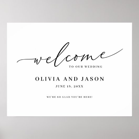 Prachtige Elegant Script Welkome bruiloft Sign Poster (Voorkant)