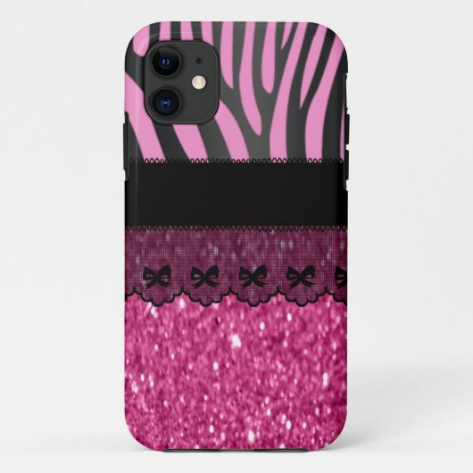 Prachtige elegante girale zebra glitter Case-Mate iPhone case (Achterkant)