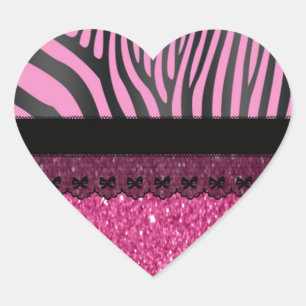 Prachtige elegante girale zebra glitter hart sticker