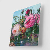 Prachtige en elegante Rozen Vierkante Klok (Hoek)