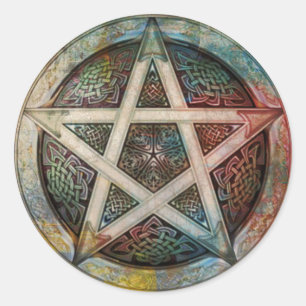 Prachtige en kleurrijke pagan Pentacle Ronde Sticker