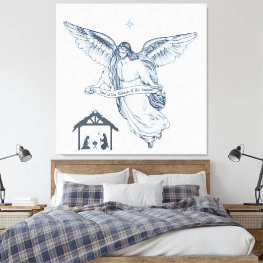 Prachtige  Engel met bericht Canvas Afdruk (Insitu (Slaapkamer))