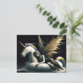 Prachtige Fairy in slaap op eenhoorn zwembad float Briefkaart (Staand voorkant)