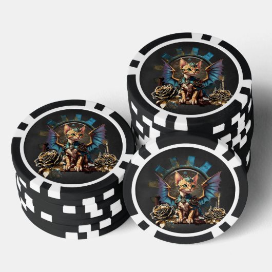 Prachtige fantasie steampunk kat. poker chips (Opstapeling)