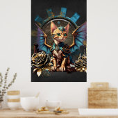 Prachtige fantasie steampunk kat. poster (Keuken)