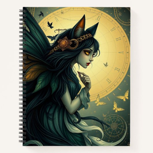 Prachtige Fantasy Cat Fairy Art Notitieboek (Voorkant)