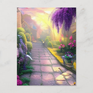 Prachtige Fantasy Cottage Garden Path Briefkaart