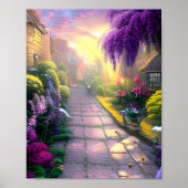 Prachtige Fantasy Cottage Garden Path Poster (Voorkant)