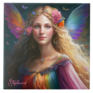 Prachtige Fantasy Rainbow Fairy Princess Tegeltje