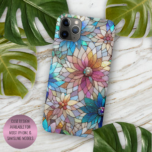 Prachtige faux iriserende glazen bloemenkunstpatro iPhone 11 pro max hoesje