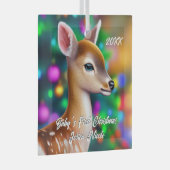 Prachtige Fawn Eerste Kerstmis Glas Ornament (Voorkant Rechts)