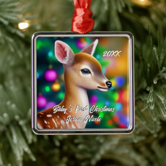 Prachtige Fawn Eerste Kerstmis Metalen Ornament (Boom)