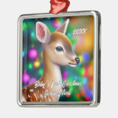 Prachtige Fawn Eerste Kerstmis Metalen Ornament (Links)