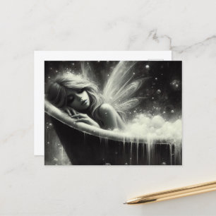 Prachtige fee slaapt in het bad briefkaart