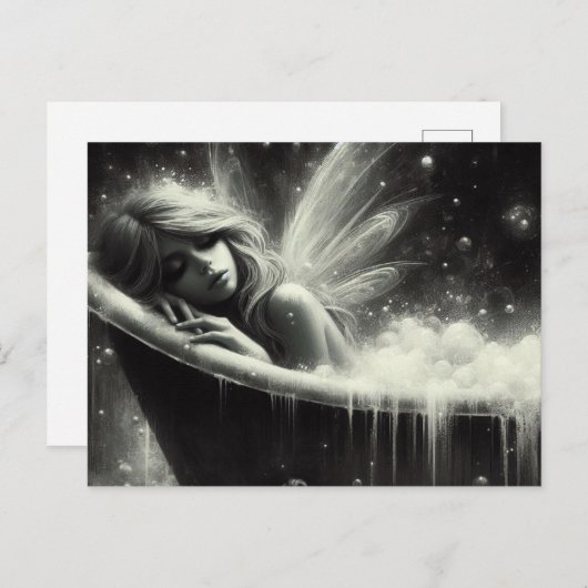 Prachtige fee slaapt in het bad briefkaart (Voorkant / Achterkant)