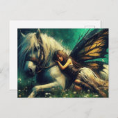 Prachtige fee slaapt op een paard briefkaart (Voorkant / Achterkant)