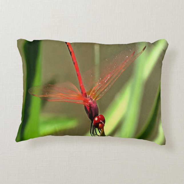 Prachtige firecracker Dragonfly Acrylverf Decoratief Kussen (Achterkant)