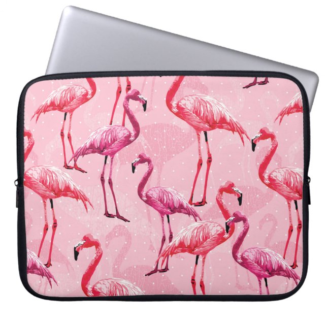 Prachtige Flamingo Bird Pink Seamless Pattern illu Laptop Sleeve (Voorkant)