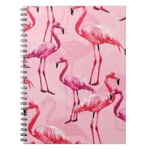 Prachtige Flamingo Bird Pink Seamless Pattern illu Notitieboek