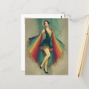 Prachtige Flapper Vrouw in een Rainbow Cape Briefkaart