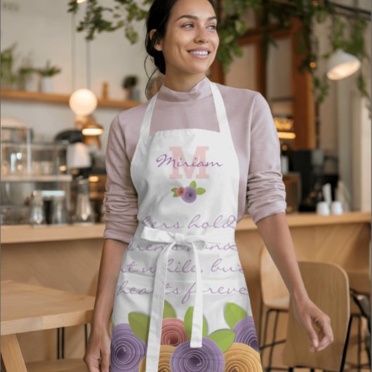 Prachtige Floral Moederdag citeert Rozen op Wit Schort