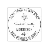 Prachtige Floral Name & Address Rubberstempel (Afrduk)