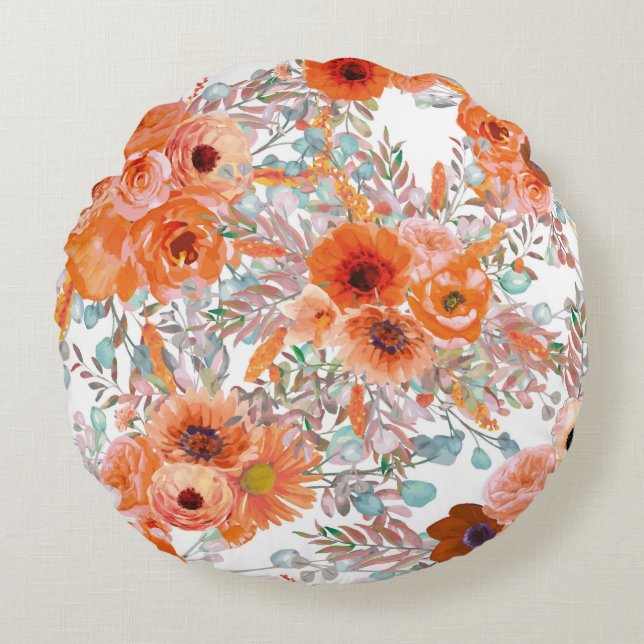 Prachtige Floral Pattern met heldere herfst Rond Kussen (Voorkant)