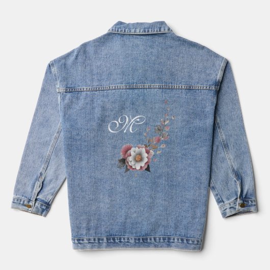 Prachtige florale denim jas jacket (Achterkant)