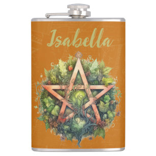 Prachtige Forest Pagan Pentagram Heupfles
