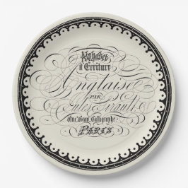 Prachtige Franse kalligrafie op beige Papieren Bordje