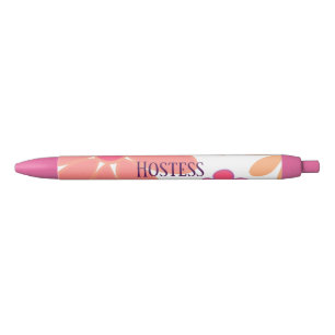 Prachtige gastvrouw roze bloemen zwarte inkt pen