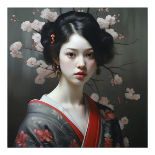 Prachtige Geisha bloemen Foto Afdruk