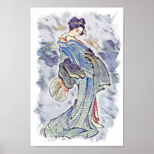 Prachtige Geisha Hokusai Japanse kunst Poster